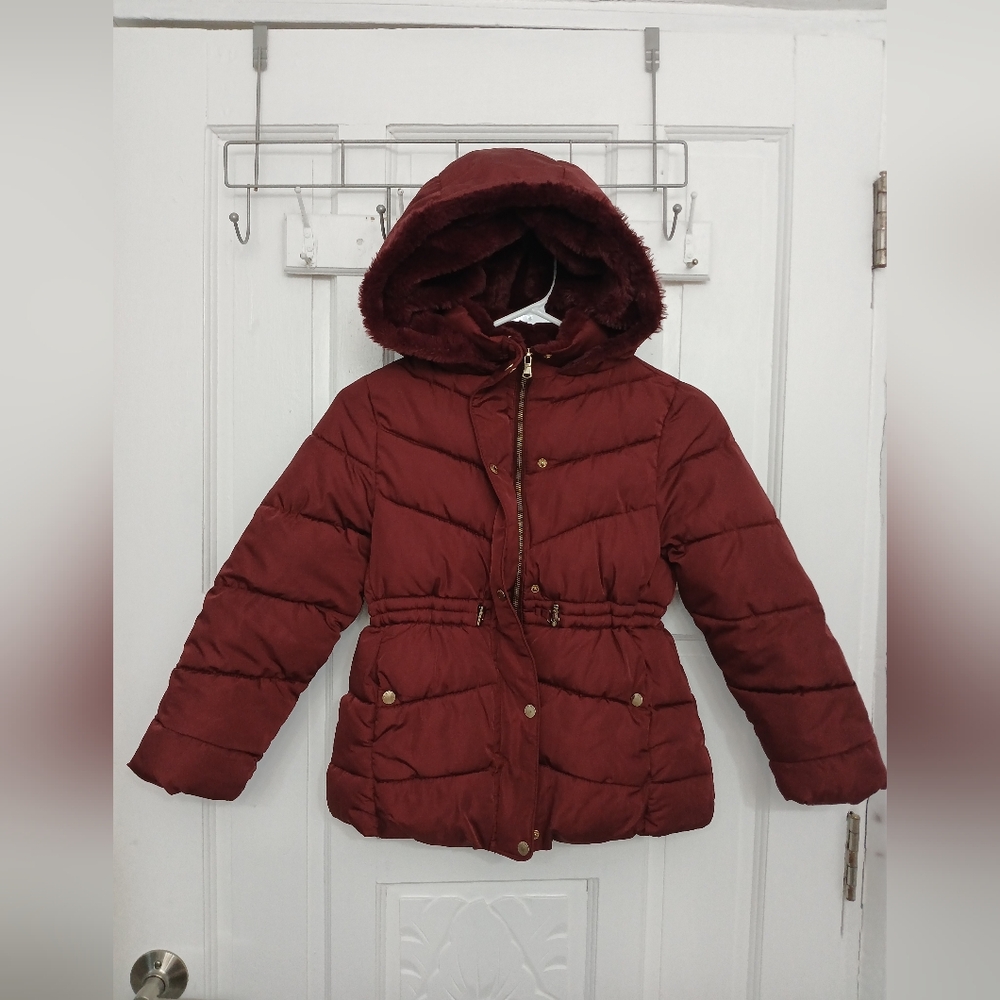 Zara Coat Outerwear Winter Jacket Puffer Red with Hood Kids Size 9, 134 cm